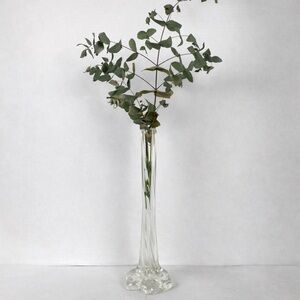 Vintage Clear Art Glass Bud Vase 12” Tall Ribbed Floral Base